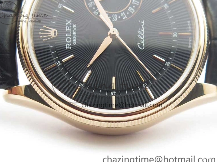 Markers Edition on Date BP Real Stick Cellini Black SA3165 RG 50519 Best Black Maker Dial Strap Leather 0725